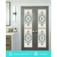 thumbnail image 5 of Window Privacy Film Blue Boho Floral Stained Glass Window Film Decorative Sun Block Window Cover Aztec Ethnic Abstract Aesthetic Art Window Clings Static Adhesive Sticker for Bathroom 29.5"x118", 5 of 7