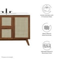 thumbnail image 2 of Single Sink Vanity Cabinet, Walnut White, Wood, Hotel Bedroom Bathroom, Modern Contemporary HB36313, 2 of 15