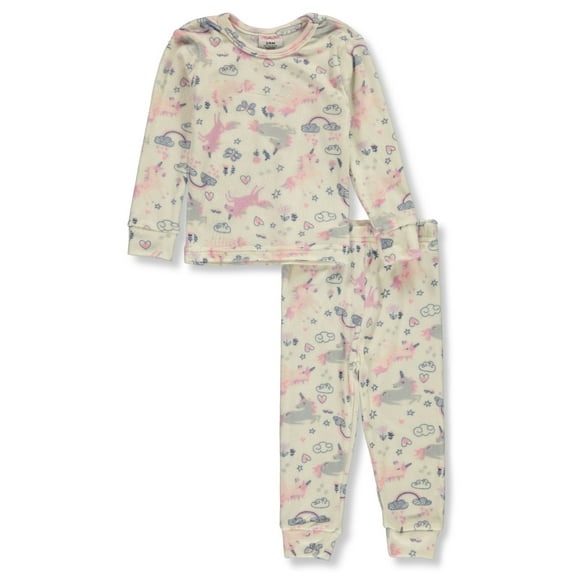 Mon Petit Baby Girls' 2-Piece Unicorn Pajamas Set Color: white/multi Size: 12 months