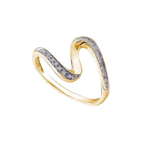 FB Jewels 10kt Yellow Gold Womens Round Diamond S Curve Band Ring 1/20 Cttw