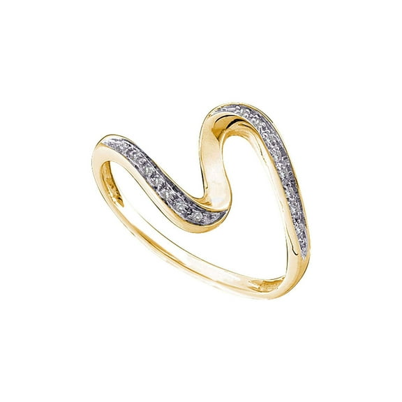 FB Jewels 10kt Yellow Gold Womens Round Diamond S Curve Band Ring 1/20 Cttw Size 6