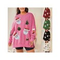 thumbnail image 2 of Rdhnmea Women’s Christmas Sweatshirts Sequin Santa Graphic Long Sleeve Crew Neck Pullovers Oversized Tops Xmas Outfits, 2 of 7