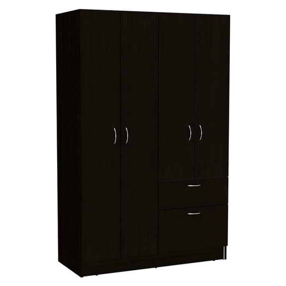 FM FURNITURE Habana Modern Wood Bedroom Armoire in Black Wenge/White