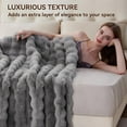 thumbnail image 4 of Faux Fur Throw Blanket, 1000GSM Fluffy Soft Bubble Blanket for Couch Bed, Cozy Plush Warm and Thick Blanket, Fuzzy Rabbit Lola Throw for Living Room Bedroom 60''*80'' Light Grey, 4 of 15