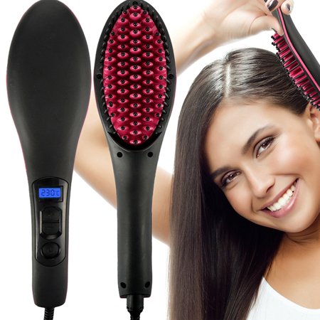 Hot Hair Straightening Electric Brush Hair Care Ceramic Straighteners Comb Brush LCD Display Hair Tool EU UK US (Best Electric Hot Comb For Black Hair)