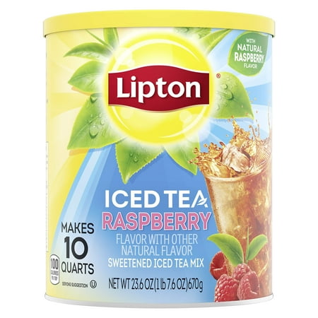 Lipton Iced Tea Mix Black Tea, Raspberry, Caffeinated, 10 Quarts