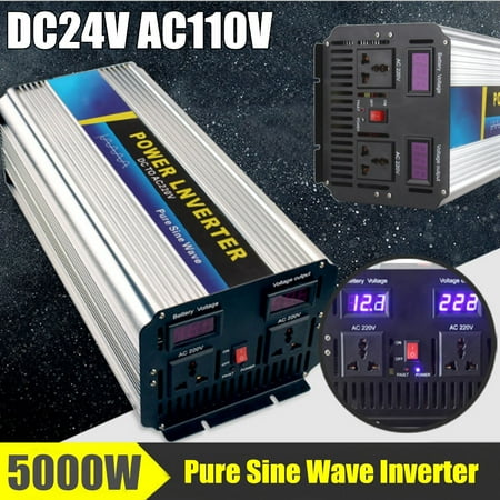 Control Pure Sine Wave Output - 5000W Super Power Pure Sine Wave Power Inverter Peak 10000W 24V To AC110 Double Cooling Fan Alligator Clip
