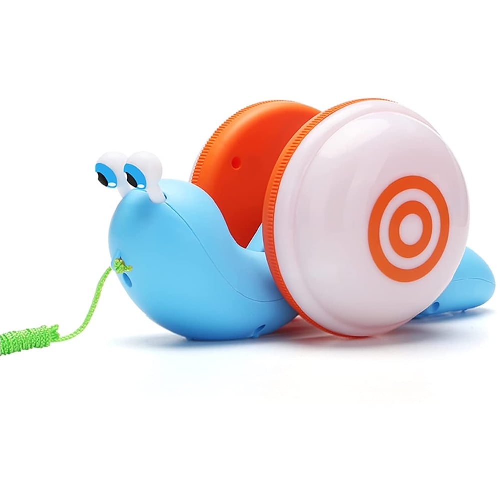 SHELLTON Cute Leashing Rope Snail Model Toddler Toy,with Colorful and Light Music of Tethered Crawl Snail Kids Push Pull Walking Snail Toy is Perfect Birthday Christmas ​Early Education Gift