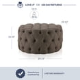 thumbnail image 5 of BELLEZE Modern 29 Inch Luxury Button Tufted Ottoman Bench, Upholstered Linen Fabric Footrest Decor for Living Room, Entryway, or Bedroom - Elenor (Brown), 5 of 7