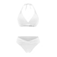 thumbnail image 2 of BESEW7 Women Swimsuit Bikini 2 Piece Set, Halter Push Up Separates Swimsuit, 2026 New Trendy High Waisted Tummy Control Swimwear for Beach Vacation White XXL, 2 of 5