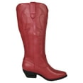 thumbnail image 2 of Soda Women Cowgirl Cowboy Western Stitched Boots Pointy Toe Knee High Red 7.5, 2 of 3