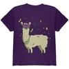 Mardi Gras Llama Beads Mask Toddler T Shirt Purple 3T