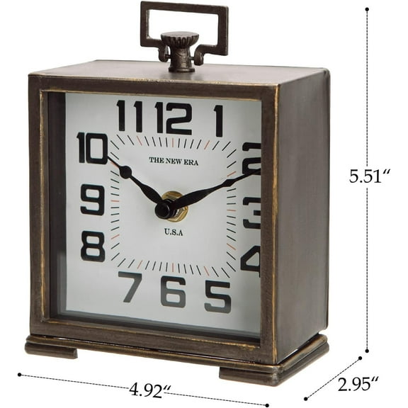 Vintage Silent Non-Ticking Table Clock, Battery Operated Retro Home Decor for Living Room Mantel Desktop Countertop