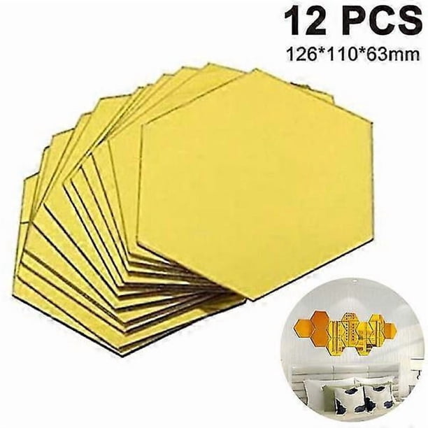 Hexagonal Wall Stickers, 12 Pcs Large Removable Acrylic Mirror Wall Stickers for Home Living Room Bedroom Decor