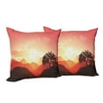 thumbnail image 6 of Ambesonne Nature Throw Pillow Cover 2 Pack, Sunset Tree Mountains, 24", Coral Orange Dark Brown, 6 of 6