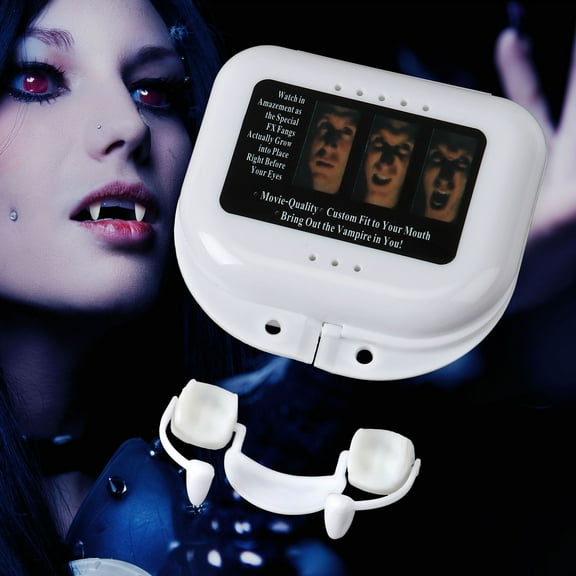 Luxtrada Halloween Prop Fake Zombie Teeth Dentures Zombie Teeth Fangs Cosplay Horrific Zombie Fangs Teeth Cap White