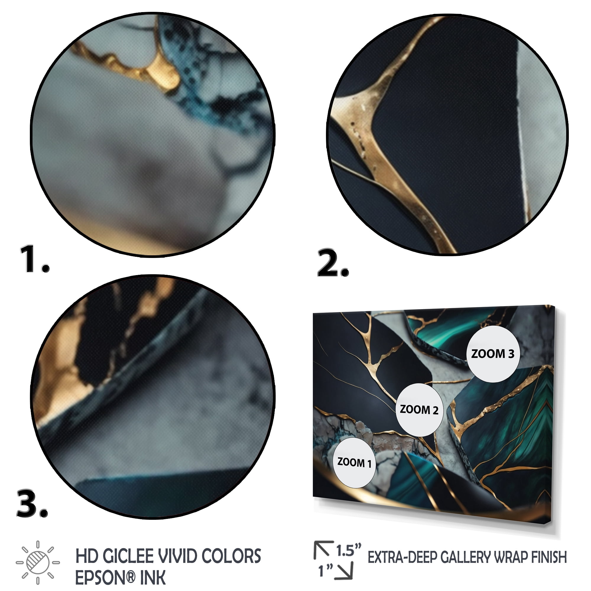 Designart Abstract Geode Green II Canvas Wall Art