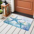 thumbnail image 4 of 2x3 Ft Entryway Area Rug, Teal Blue Summer Coastal Kitchen Rug Runner Washable Floor Mat, Ocean Watercolor Coral Starfish Non Slip Indoor Door Mat Throw Carpet for Bathroom Living Room Bedroom, 4 of 8