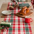 thumbnail image 4 of Red Gold Plaid Christmas Table Runner, Winter Holiday Table Runners 108 inches Long, Xmas Decorations Indoor Outdoor Farmhouse Home Kitchen Dining Party Decor, 4 of 7