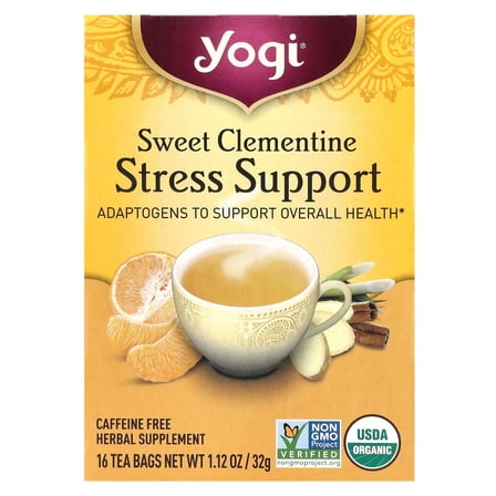 Yogi Tea, Sweet Clementine Stress Support, Herbal Tea Bags, 16 count, 1.12 oz (Pack of 2)