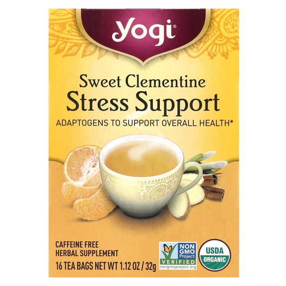 Yogi Tea, Sweet Clementine Stress Support, Herbal Tea Bags, 16 count, 1.12 oz (Pack of 2)