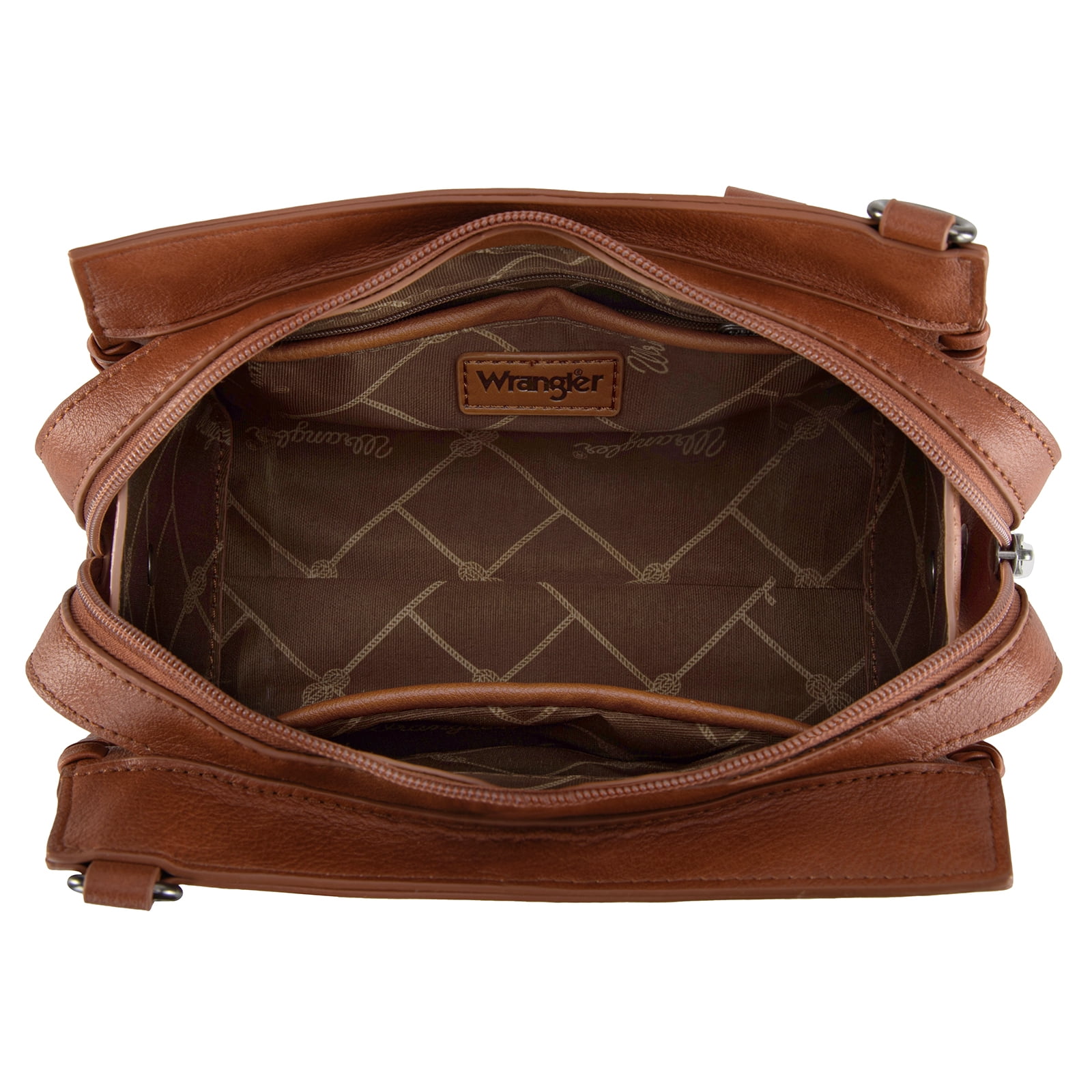 Wrangler Purses for Women Carry All Handbags Small Crossbody Purses with Zipper, Brown