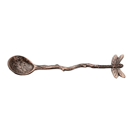 

Biplut Coffee Spoon Vintage Hammer Effect Zinc Alloy Dragonfly Star Branch Ice Cream Spoon for Kitchen(Bronze Red A)