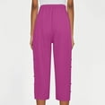 thumbnail image 5 of Cyglowse Capris for Women Petite Length Plus Size Pull on Pedal Pushers Dress Capris Summer Wide Leg Casual Cropped Pants with Pockets Hot Pink S, 5 of 5