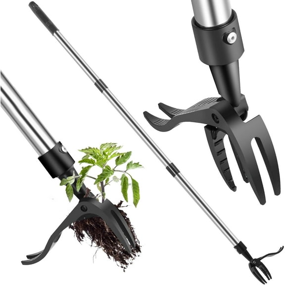 Weed Puller Tool, Lightweight, 4-Claw Stand Up Weeder Tool with Adjustable Handle for Remove Weeds Without Bending or Kneeling, Easily Remove Dandelions, Thistles, Plantain, Crabgrass.