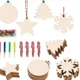 thumbnail image 2 of 10 piezas de adornos navideños de madera para hacer tú mismo, adornos colgantes para árbol de Navidad de madera sin terminar para manualidades de bricolaje, decoración para fiestas en el hogar, 2 of 5