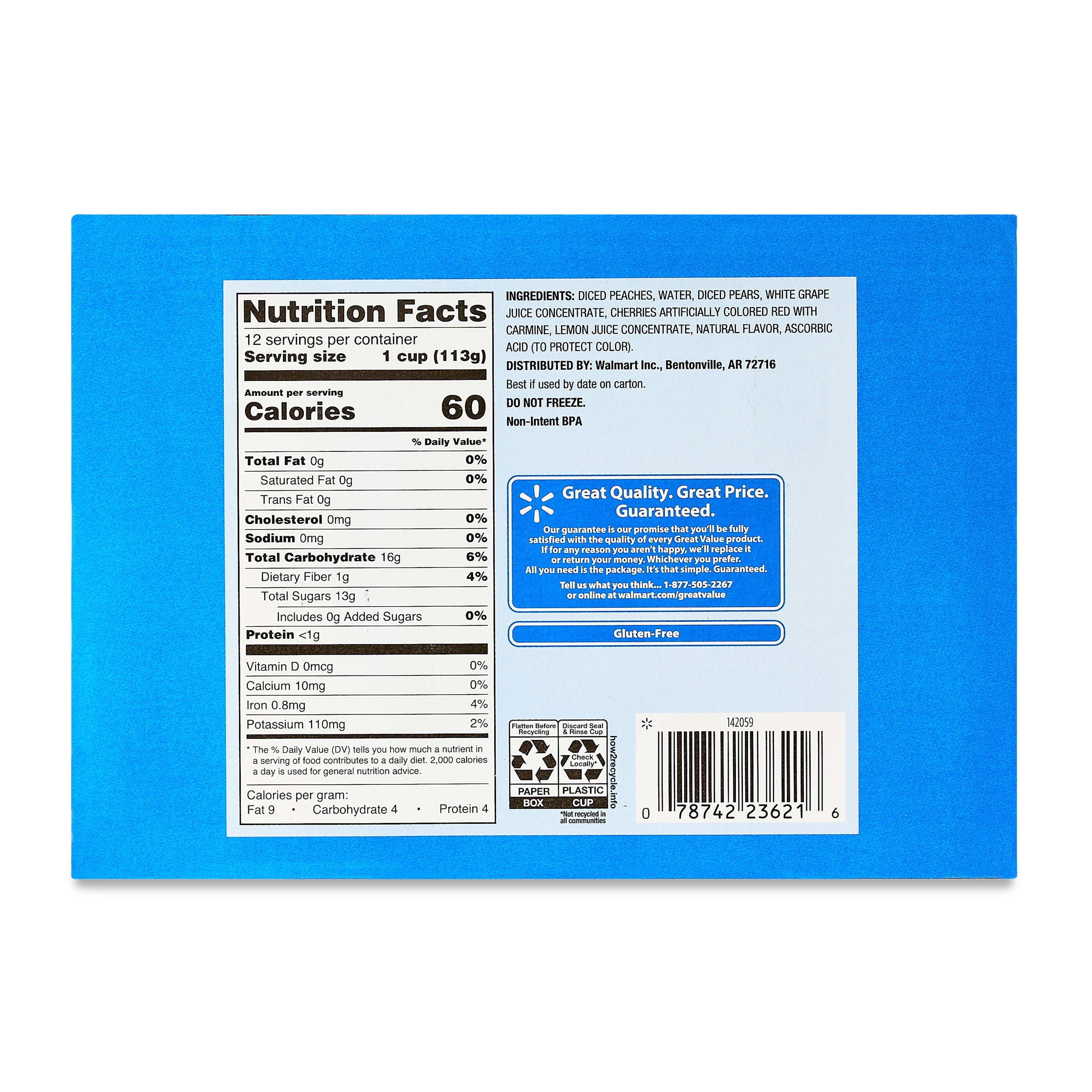Great Value Cherry Mixed Fruit, 4 oz, 12 Count