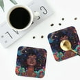 thumbnail image 4 of Yiaed Cosmic Garden Woman Portrait Print Leather Coasters for Drinks - Cup Coasters Coffee Table Kitchen Table Bar, Home & Office Gifts Handmade Drink Coasters-Square, 4 of 6
