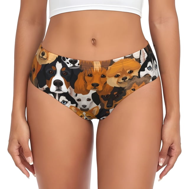 Balery Dogs Different Breeds Ropa Interior de Algodón para Mujer con Dibujo – Braguitas Cómodas y Elásticas, Estilo Clásico-X-Large