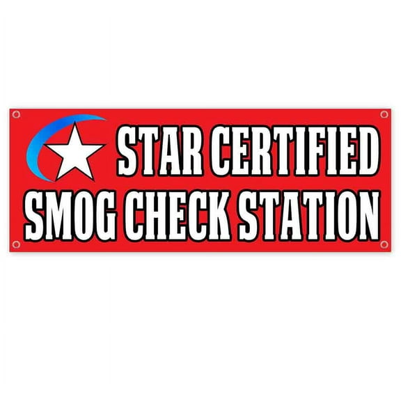 Star Certified Smog Check Station 13 oz Banner | Non-Fabric | Heavy-Duty Vinyl Single-Sided With Metal Grommets