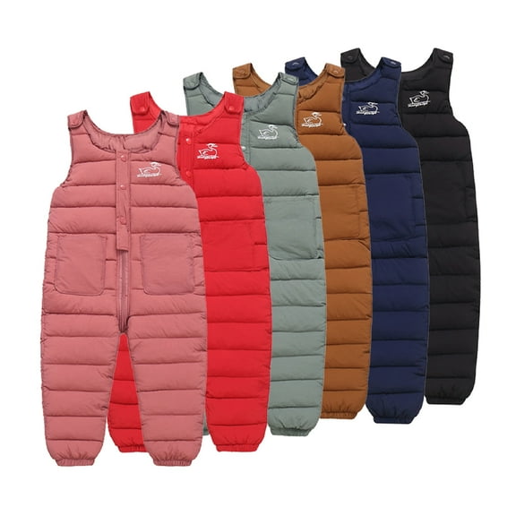 AJZIOJIRO Baby Infant Unisex Winter Snow Pants Toddler down Puffer Warm Overall Windproof Fleece Lined Overall Detachable Onesies down Trousers 9M-4T