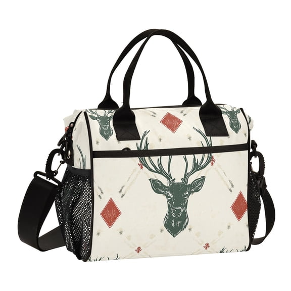 Ckdifva Christmas Deers Cooler Bag Cooler Cooling Tote Lunch Bag Lunch Box Front Pocket with Shoulder Strap