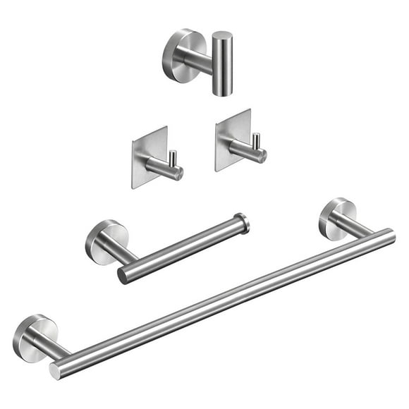 axGear Bathroom Hardware Set 5 Pieces Matte Black Towel Bar Toilet Paper Holder Hook
