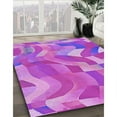 thumbnail image 3 of Ahgly Company Machine Washable Indoor Square Transitional Fuchsia or Magenta Purple Area Rugs, 5' Square, 3 of 7