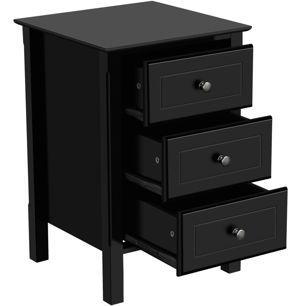 Yaheetech 3 Drawer Nightstand for Living Room, Black