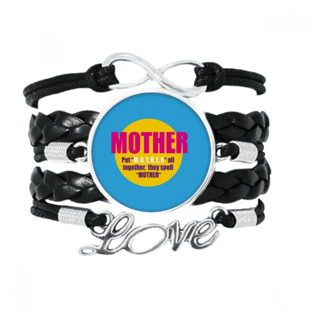 Mother Love Word Spelling Bracelet Love Accessory Twisted Leather Knitting Rope Wristband