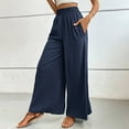thumbnail image 5 of Audhol Gaucho Pants for Women, Women's Textured Elastic High Waisted Wide Leg Pants with Flared Design Simple and Elegant Temperament Commuting Casual Pants Womens Culottes Navy S, 5 of 9