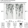 thumbnail image 2 of Farmhouse Grey Eucalyptus Small Kitchen Curtains Leaves Window Treatment Black White Wooden Cafe Short Curtains for Bathroom Dining Laundry Room Botanical Tier Treatment Drapes 26x36 inch, 2 of 6