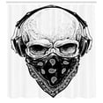 thumbnail image 3 of Ambesonne Grunge Shower Curtain, Gothic Skull Headphones, 69"Wx75"L, Pale Grey Black, 3 of 3