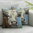 thumbnail image 3 of COMIO  Brown Cow Throw Pillow Cover Head painting Animal Farm Chew Face Vivid Head Bovine Pet Hairy Pillow Case Decorative Men Women Room Cushion Cover for Home Couch Bed, 3 of 5