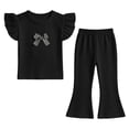 thumbnail image 2 of Cethrio Girls Summer Outfit Sets, Flutter Sleeve Printed Casual 2 Piece Girls Clothing sets Black Size 3-4 T, 2 of 4