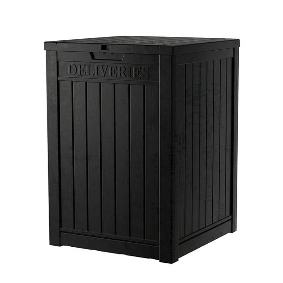 Fazzn Package Delivery Box 57 Gallon with Lockable Secure,Outdoor Package Drop Container Waterproof for Porch Patio and Curbside(Black)/(Brown)