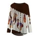 thumbnail image 4 of Puntoco Mujeres Casual Manga Larga Cuello Redondo tops Blusa Suelta Folk-Custom Impreso Camisas Puntoco Puntoco-7405, 4 of 5