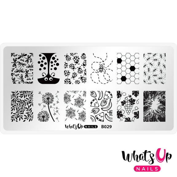 Whats Up Nails B029 Picnic in the Park Metal Stamping Plate for Nail Art Design