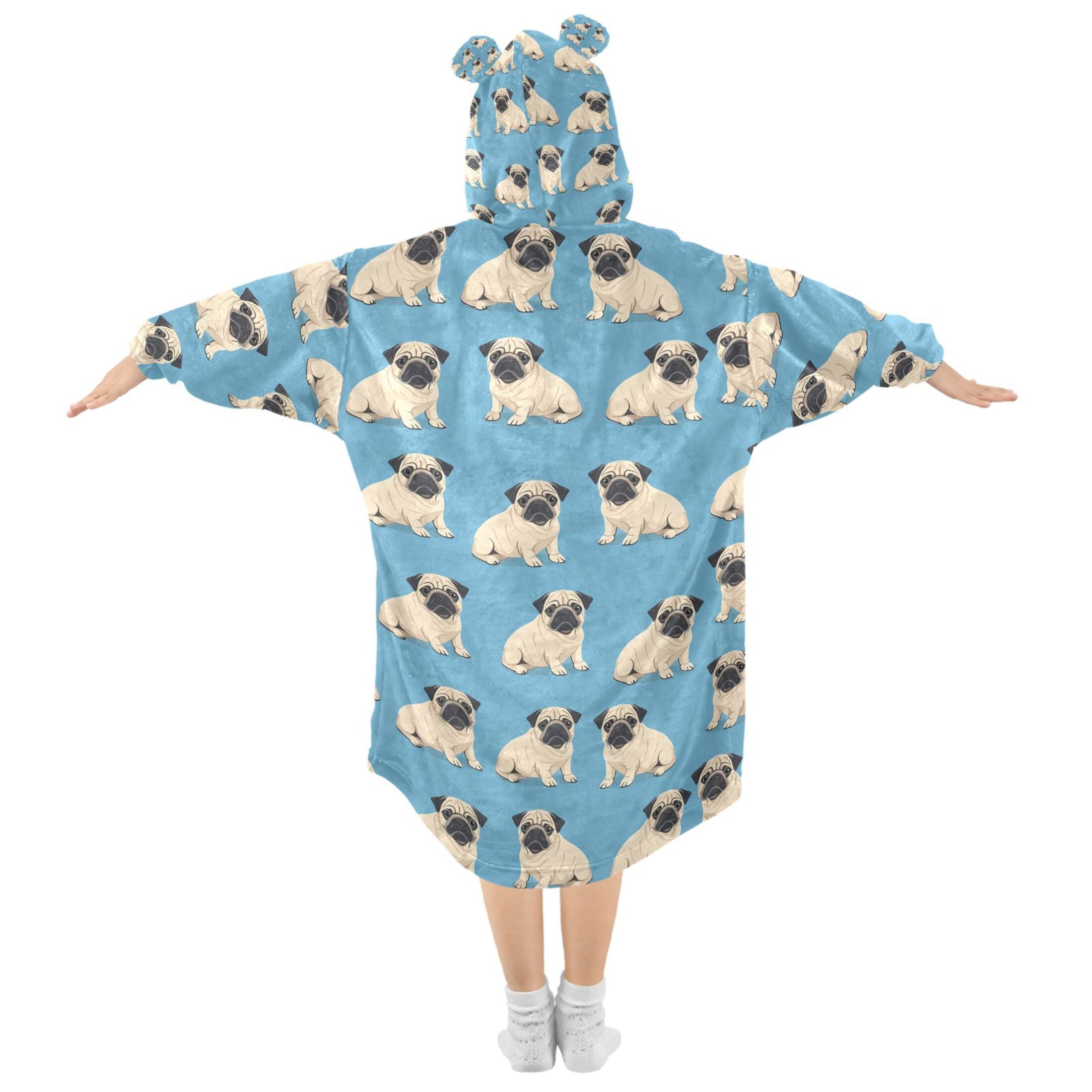 joogoo Blanket Hoodie for Cartoon Bulldog Oversize Sweatshirt 3-14 YR L
