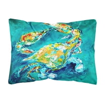 By Chance Crab in Aqua blue Canvas Fabric Decorative Pillow